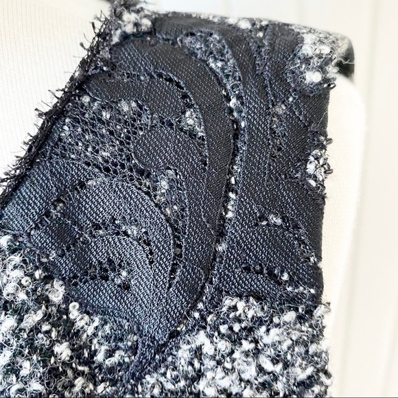 Elie Tahari Boucle Lace Black Gray (Grey) Leopard Sleeveless Sheath Dress Sz 14 - Picture 8 of 15